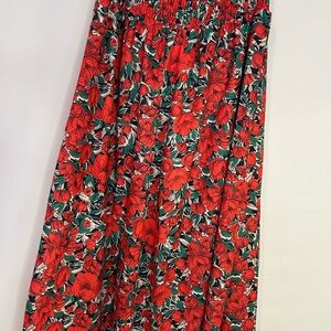 SHEIN Red and Green Floral Maxi Skirt